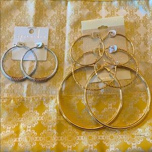 2 Gorgeous sets Hoop Gold tone earrings